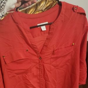 Red mid sleeve blouse